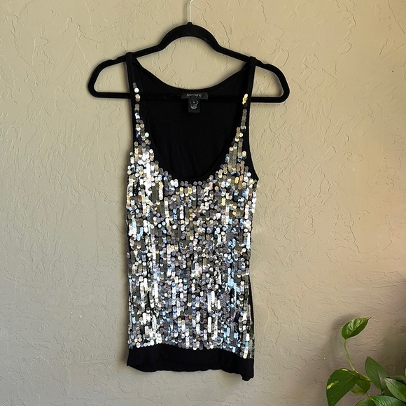 Karen Kane‎ Black silver Sequin Tank Top size small - Picture 1 of 3